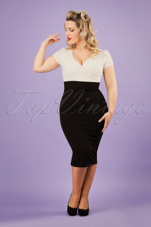 Vintage Chic for Topvintage - 50s Kristy Pencil Dress in Black and Cream