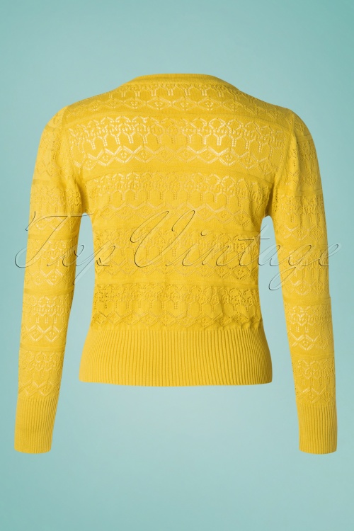 Circus - 60s Emerson Jacquard Cardigan in Curry Yellow 2