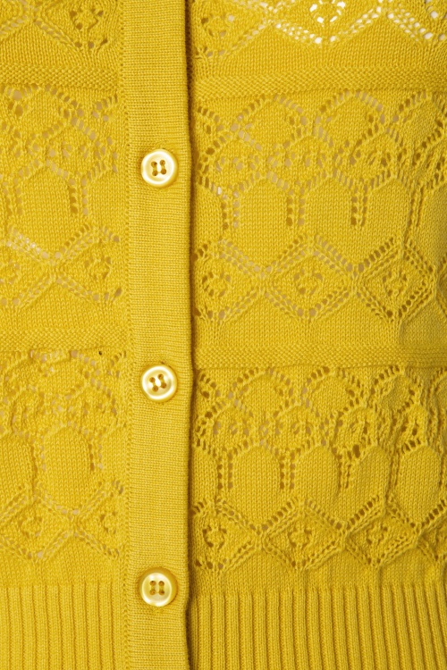 Circus - 60s Emerson Jacquard Cardigan in Curry Yellow 3