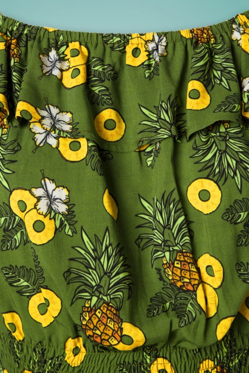 Collectif Clothing - 50s Bebe Pineapple Slice Top in Green 3