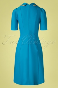Daisy Dapper - 40s Agnefrid Dress in Petrol Blue 2