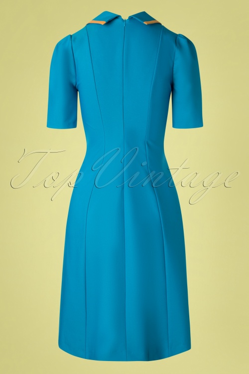Daisy Dapper - 40s Agnefrid Dress in Petrol Blue 2