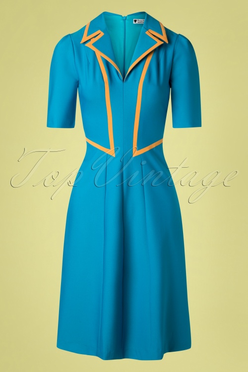 Daisy Dapper - 40s Agnefrid Dress in Petrol Blue
