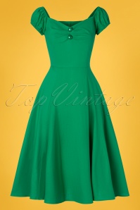 Collectif Clothing - 50s Dolores Doll Swing Dress in Emerald Green 2