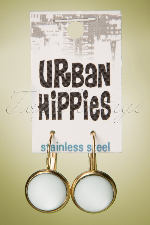 Urban Hippies - Dot Earrings Années 60 en Bleu Glace