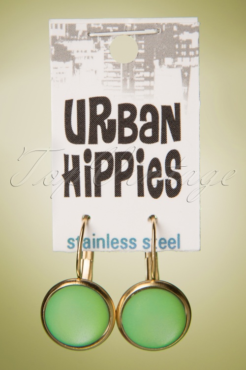 Urban Hippies - 60s Dot Earrings in Jade Green