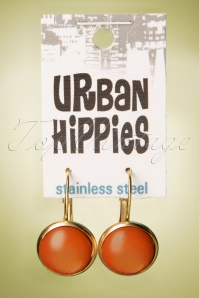 Urban Hippies - Dot Earrings Années 60 en Orange Koi