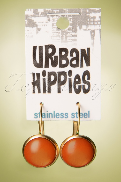 Urban Hippies - Dot Earrings Années 60 en Orange Koi