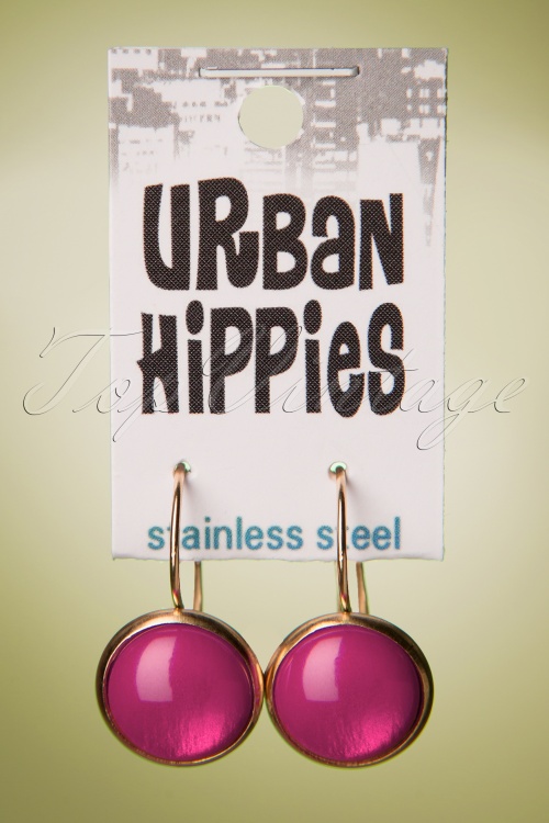 Urban Hippies - Dot Earrings Années 60 en Rose Vif