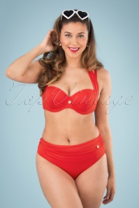 TC Beach - Flipover Bikini Brief Années 50 en Rouge Tropical