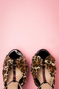 Bettie Page Shoes - 50s Bessie Peeptoe Pumps in Leopard and Black 2