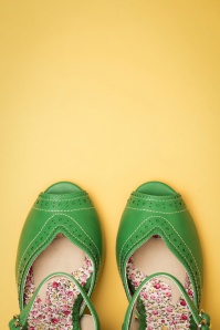 Bettie Page Shoes - Nellie peeptoe pumps in groen 2