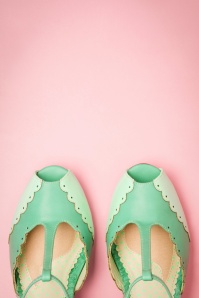 Bettie Page Shoes - Carlie T-Strap Pumps Années 50 en Turquoise 2