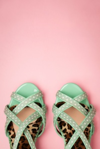 Bettie Page Shoes - 50s Gracie Sandals in Mint 2