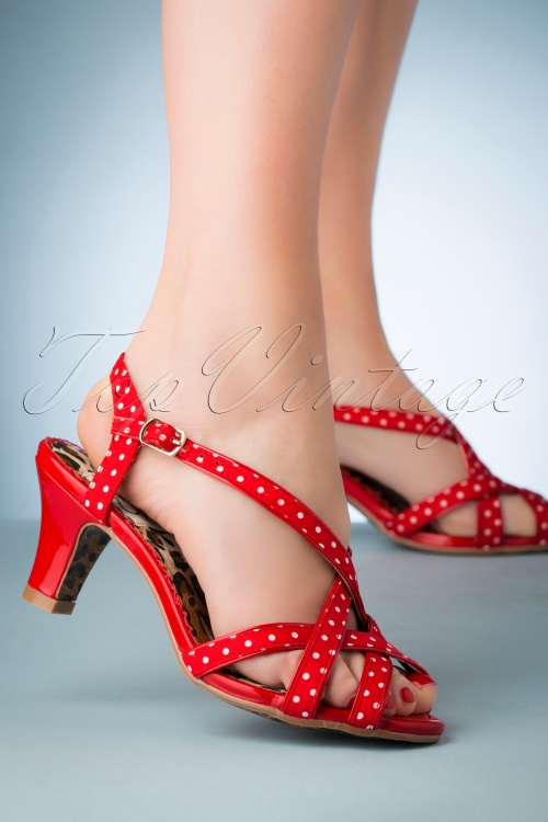 Bettie Page Shoes - 50s Gracie Sandals in Red 3