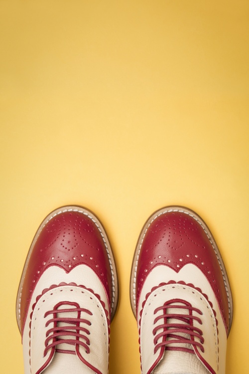 La Veintinueve - Simone Oxford schoenen in beige en rood 2