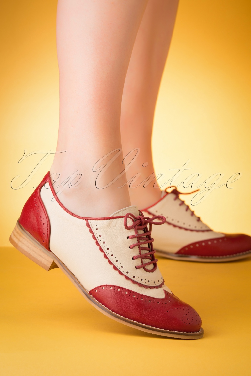red and white oxford shoes