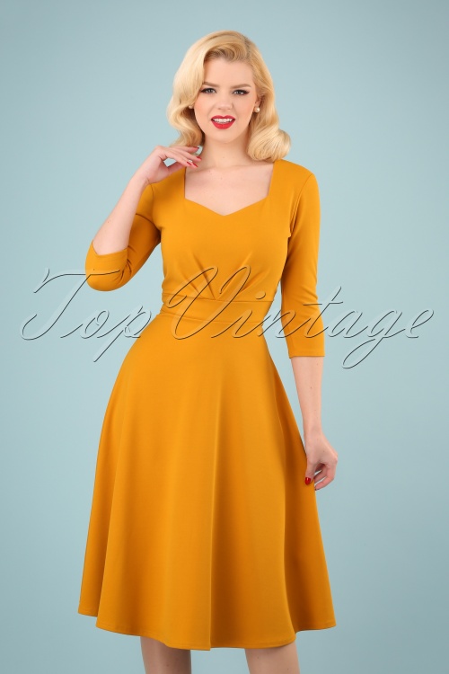 Vintage Chic for Topvintage - Ruby Swing-Kleid in Goldgelb