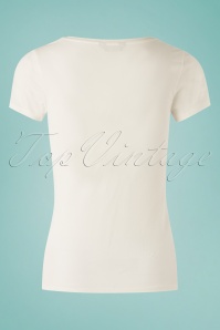 Queen Kerosin - Hawaiian Queen T-shirt Années 50 en Blanc Cassé  3