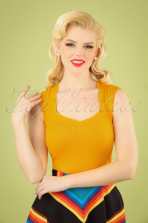 Blutsgeschwister - 50s Logo Romance Top in Golden Yellow Lantern