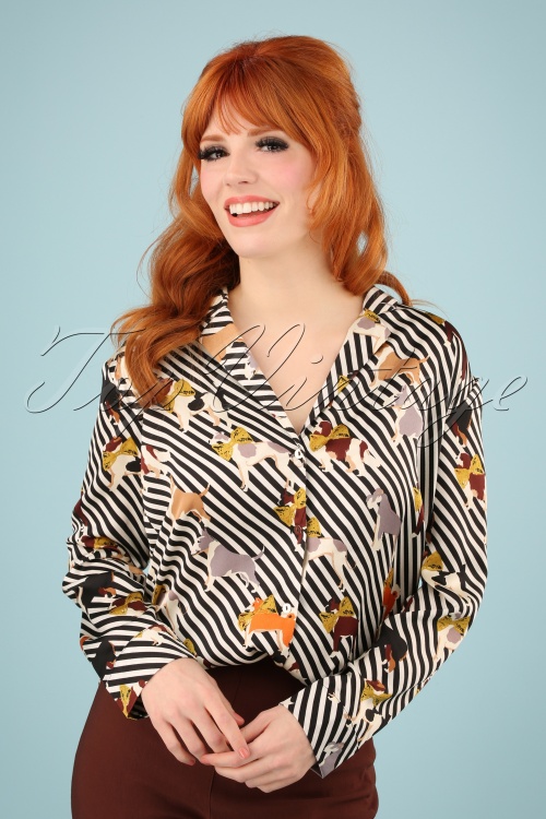 Louche - 60s Jude Pooch Shirt in Black and Ivory
