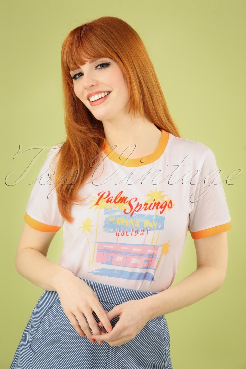 Banned Retro - 50s Palm Springs T-Shirt in Cream