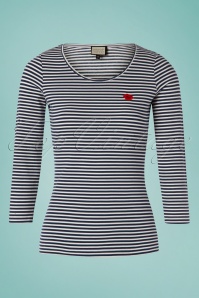 Mademoiselle YéYé - 60s That's Me Top in Blue and White Stripes 2