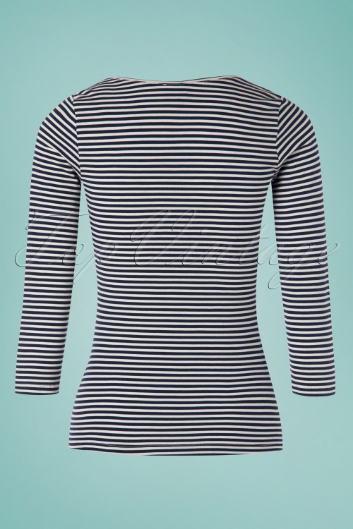 Mademoiselle YéYé - 60s That's Me Top in Blue and White Stripes 4