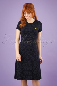 Mademoiselle YéYé - 60s Oh Yeah Polkadots Dress in Navy and White