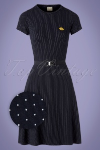 Mademoiselle YéYé - 60s Oh Yeah Polkadots Dress in Navy and White 2
