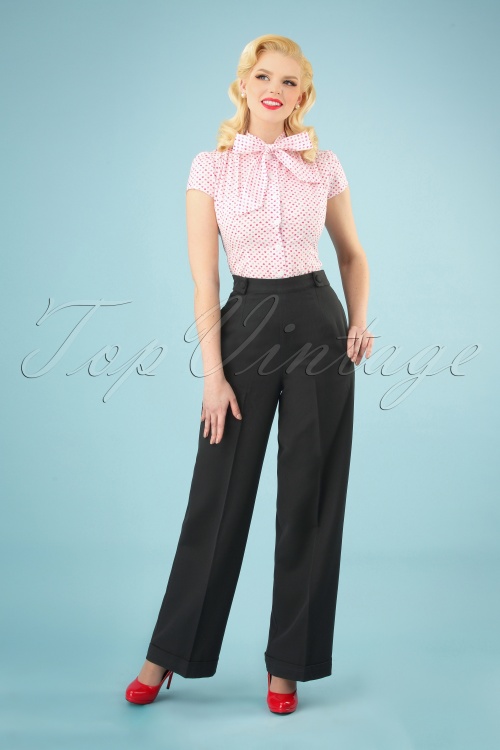 Wide leg ribbed trousers - black | Casual Pants | Clothing | SassyClassy.com