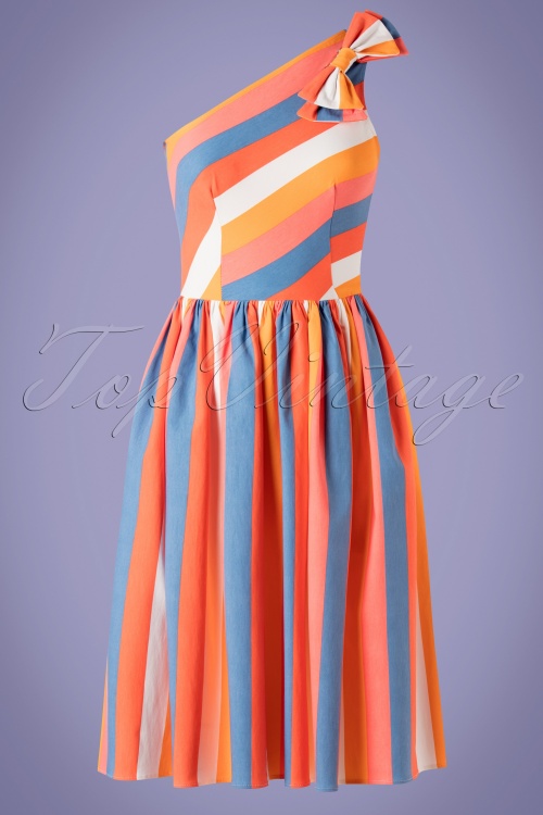 Bettie Page Clothing - Belinda Swing-Kleid mit Sherbet-Streifen 2