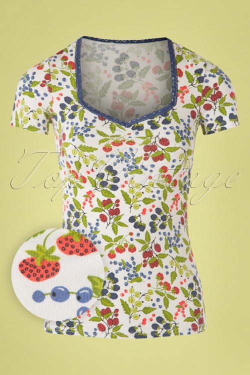 Blutsgeschwister - 50s Groovemistress Tee in Berry Friends Ivory