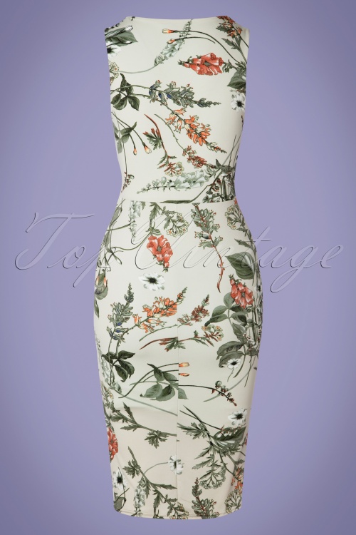 Vintage Chic for Topvintage - Janet Floral Pencil Dress Années 50 en Vert Pastel 4