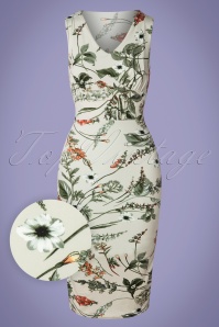 Vintage Chic for Topvintage - Janet bloemenpenciljurk in pastelgroen