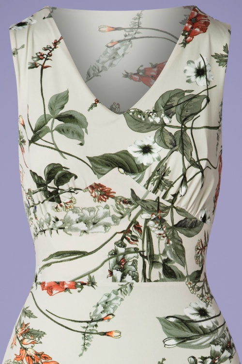 Vintage Chic for Topvintage - Janet Bleistiftkleid mit Blumenmuster in Pastellgrün 2