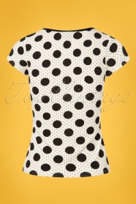 Topvintage Boutique Collection - Blossom Dot-top in zwart en wit 3