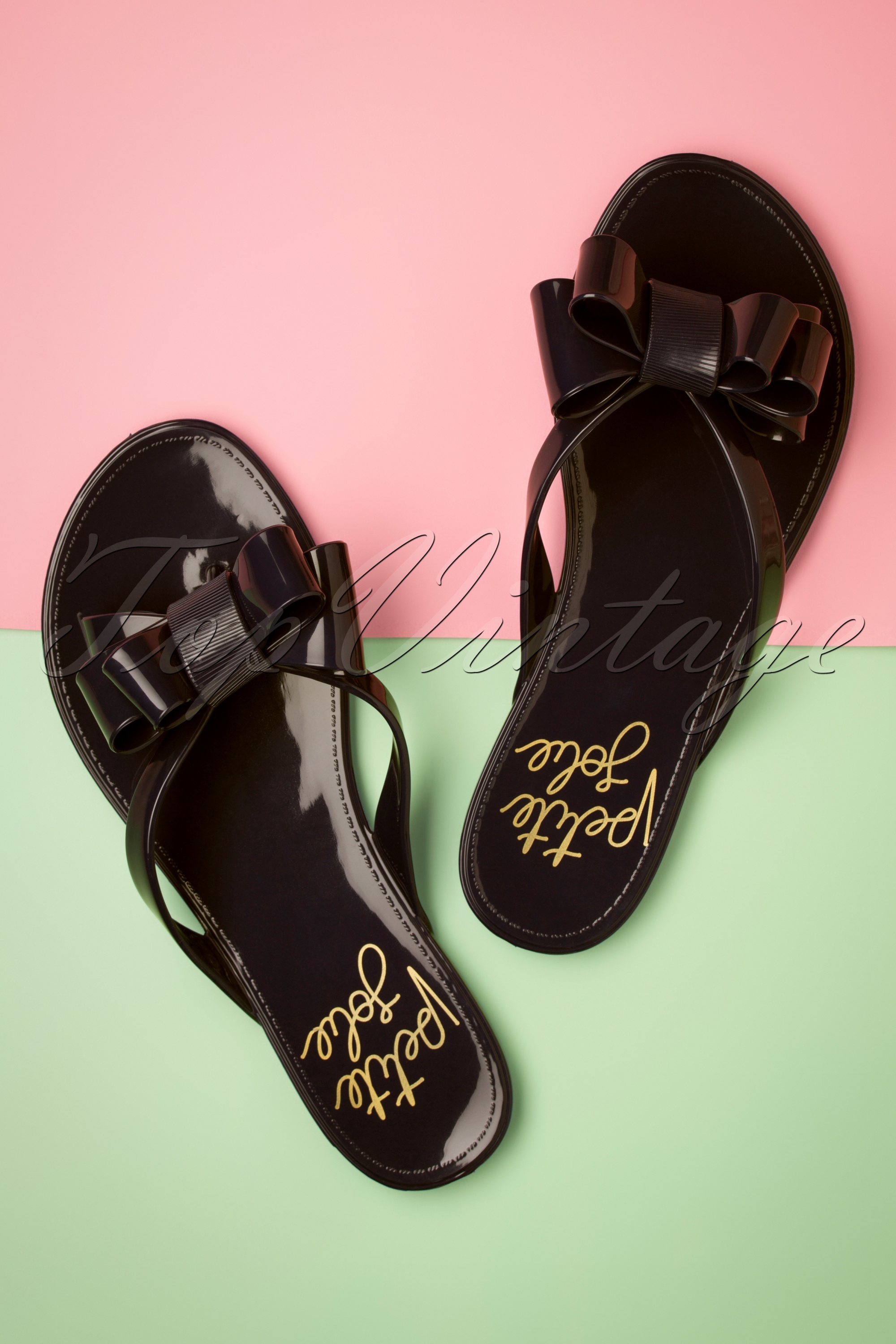 Petite Jolie - Lucky Bow-slippers in Preto zwart