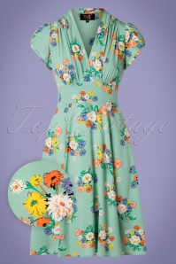 The House of Foxy - 30s Ava Love Story Tea Dress in Green 2