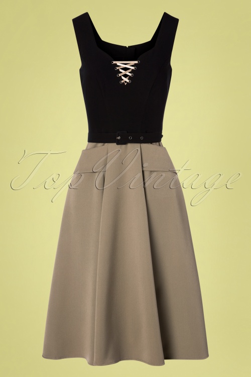 Miss Candyfloss - Aurora Swing Dress Années 50 en Noir et Bronze 2