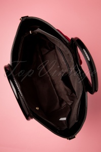 La Parisienne - 50s Red Rose Patent Handbag in Black 4