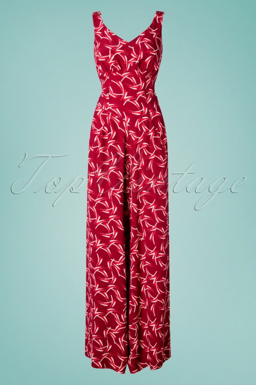 Emmy - 30s Biarritz Beach Pajamas Jumpsuit in Red