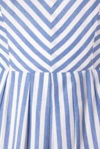 Emily and Fin - 50s Josie Sunlounger Stripe Midi Dress in Blue and White 3
