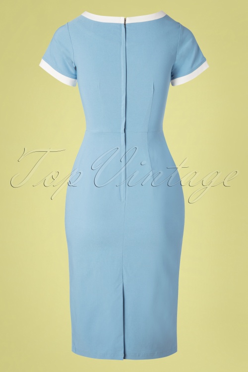 Tatyana - Joanie Pencil Dress Années 50 en Bleu Clair 4