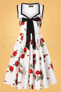 Vintage Diva  - De Ida Swing-jurk in witte rozen 3