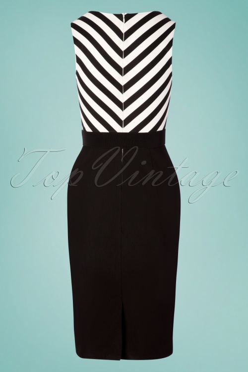 Rebel Love Clothing - 50s Café Pencil Dress in Black and White 2