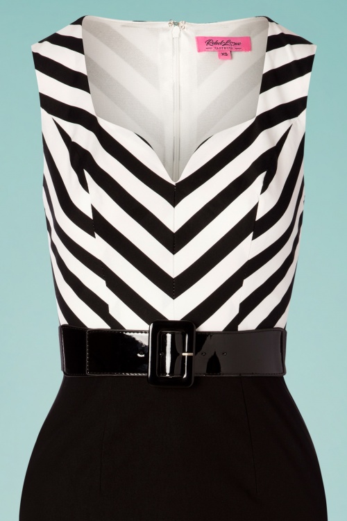 Rebel Love Clothing - 50s Café Pencil Dress in Black and White 3