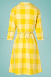 Collectif Clothing - Margherita Sun Check Dress Années 60 en Jaune 4