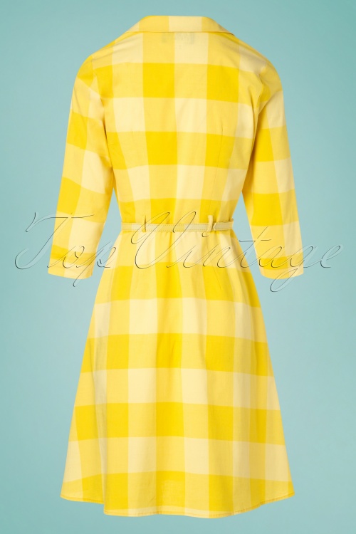 Collectif Clothing - Margherita Sun Check-Kleid in Gelb 4