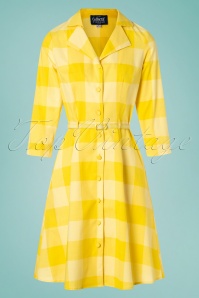 Collectif Clothing - Margherita Sun Check Dress Années 60 en Jaune